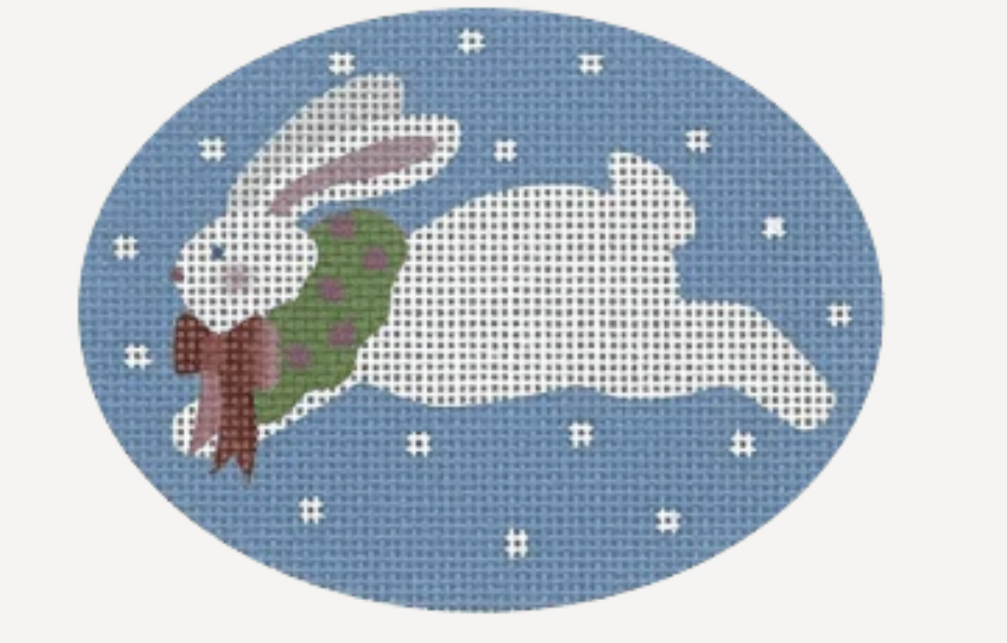 Jumping Bunny With Wreath Oval