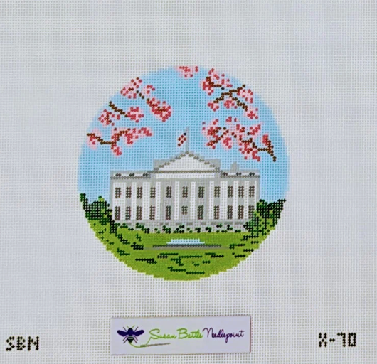White House with Cherry Blossoms Round