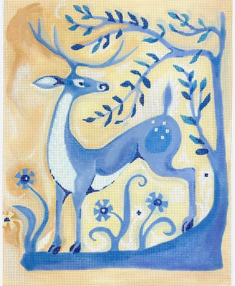Blue Deer on Parchment