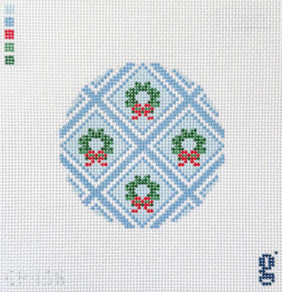 Blue Wreath Trellis Round