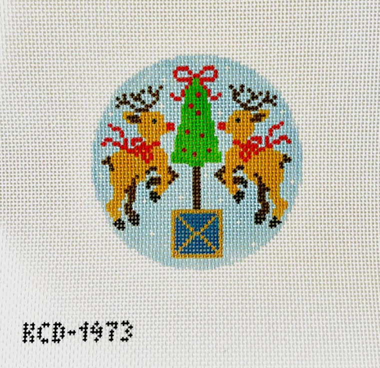 Rudolph with Topiary Blue Round
