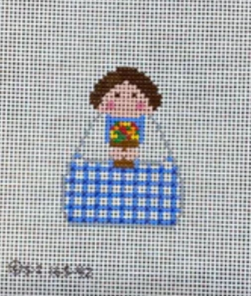 Blue Plaid with Flower Pot Angel