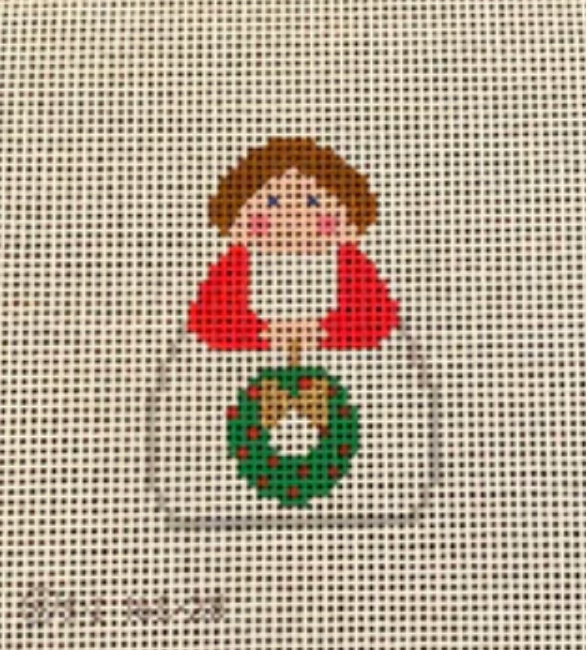White and Red Angel with Wreath