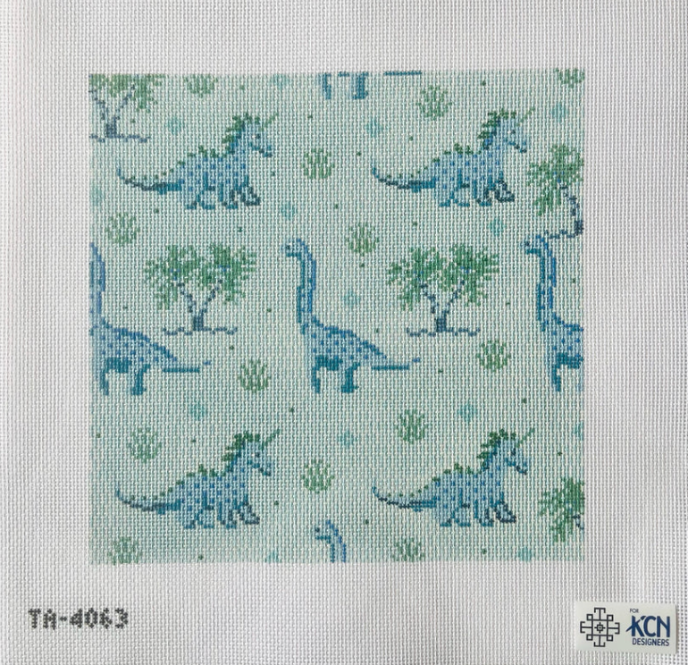 Dinosaur Square Canvas (Blue & Green)