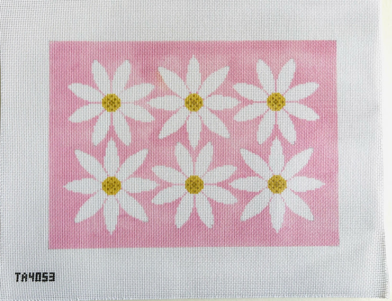 Courteney Six Flowers Canvas - Pink and Gold