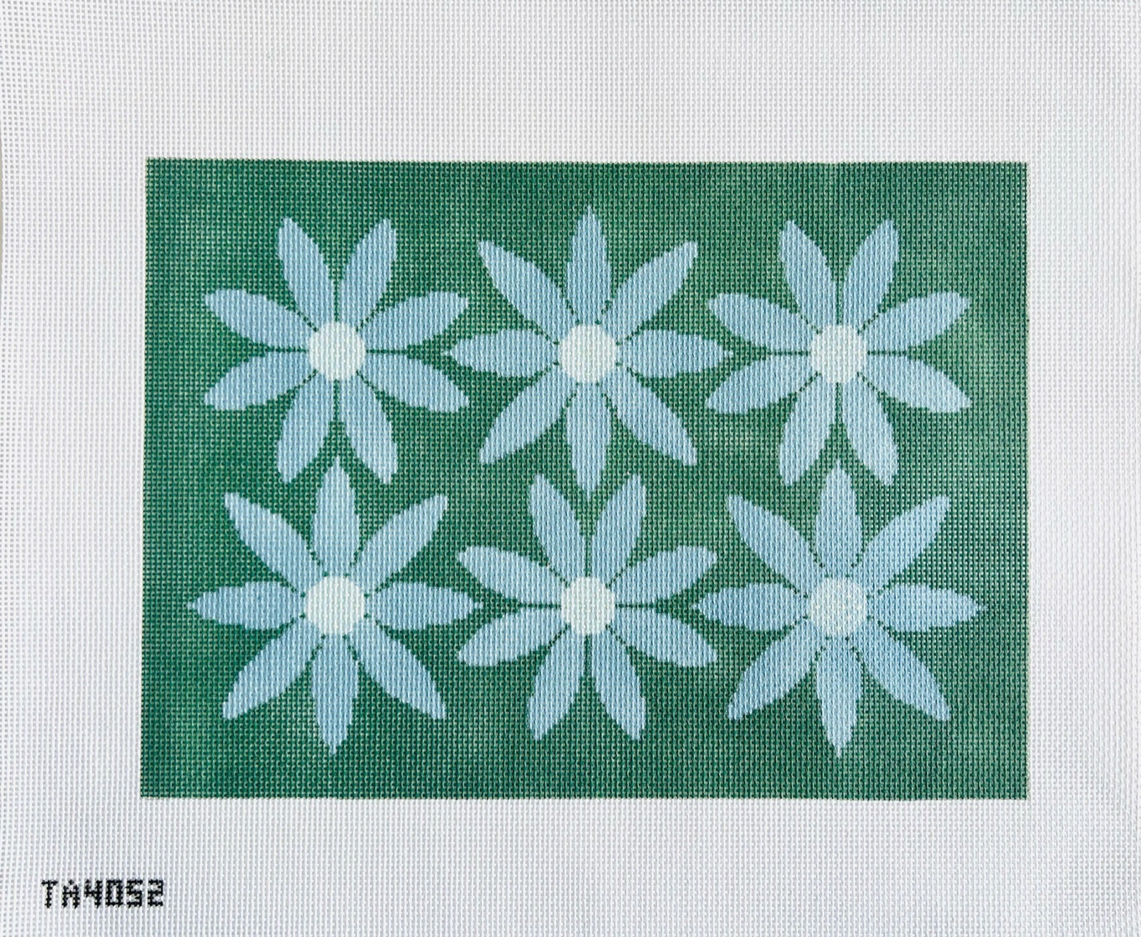 Courteney Six Flowers Canvas - Green and Blue