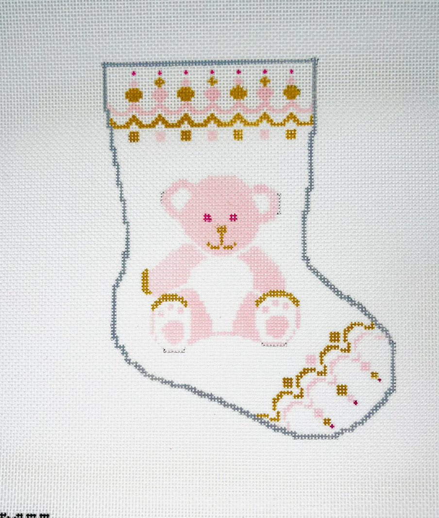 Beary Christmas in Pink Ornament Sized Bauble Stocking