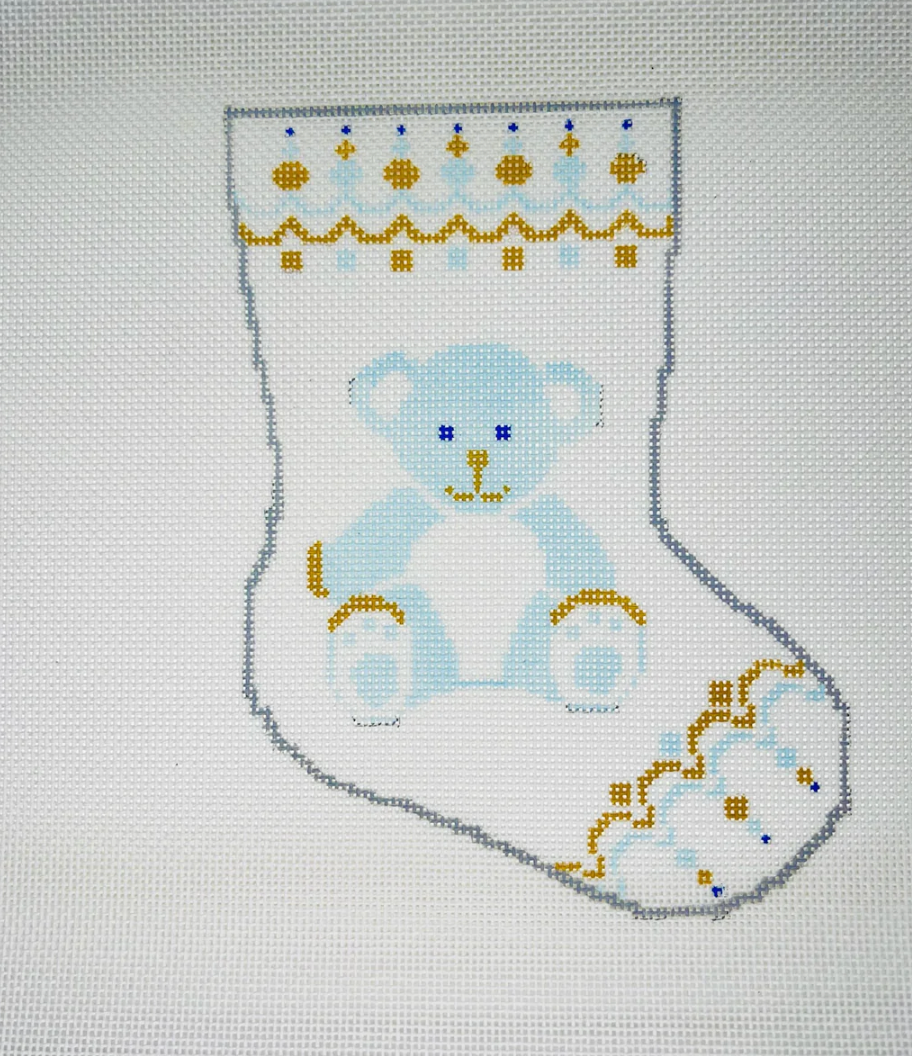 Beary Christmas in Blue Ornament Sized Bauble Stocking Canvas