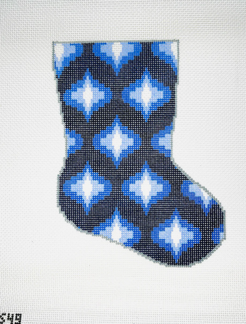 Classic Blues Ogee Ornament Sized Bauble Stocking Canvas