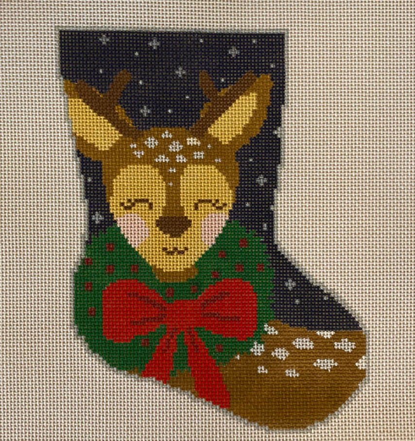 Dasher the Fun Reindeer Midsize Stocking Canvas 13 Mesh