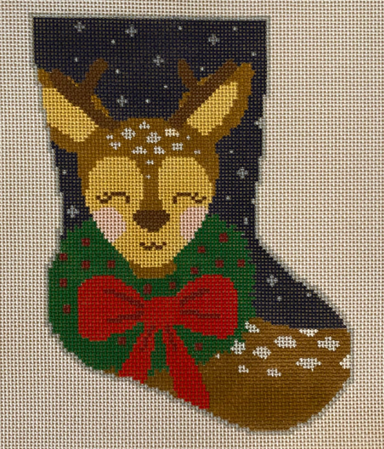 Dasher the Fun Reindeer Midsize Stocking Canvas 18 Mesh