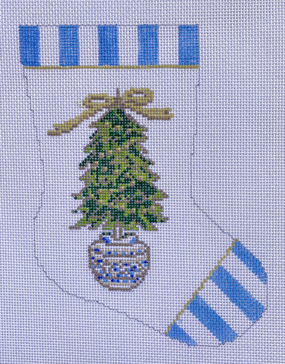 Trim the Tree Ornament Sized Stocking Canvas