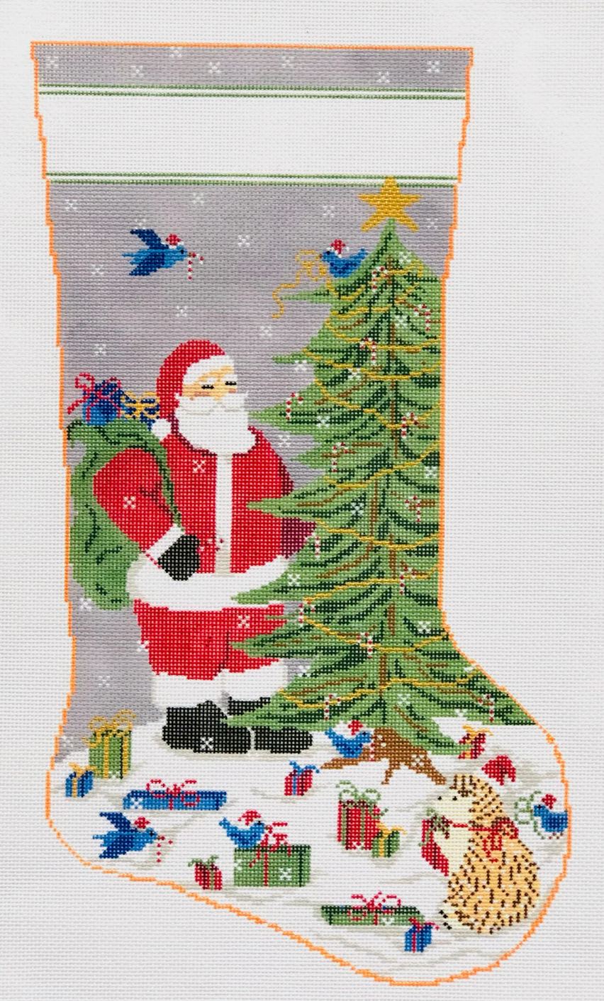 Santa with Forest Friends Stocking