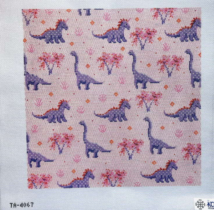 Dinosaur Large Square Canvas (Pink)