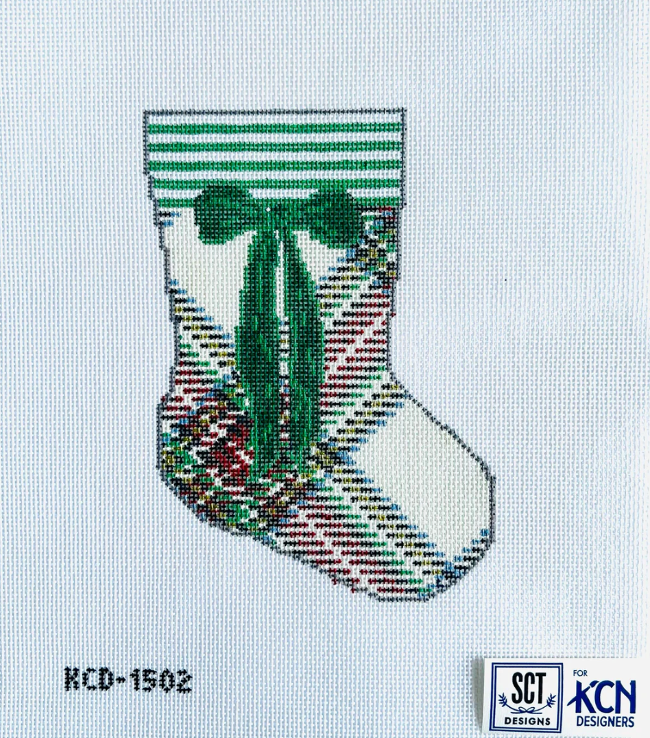 Cream Tartan Mini Sock Canvas