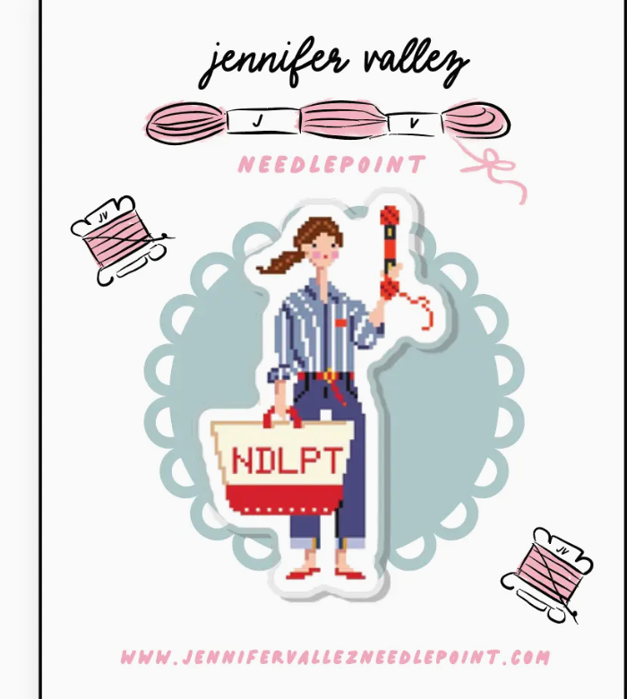 Needlepoint Girl Needleminder - Brunette