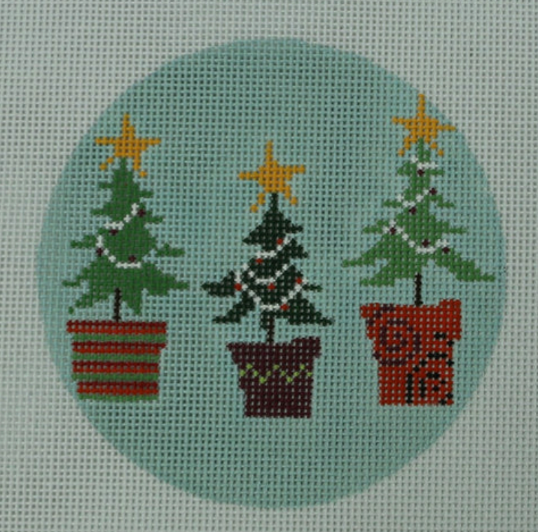 3 Christmas Trees Round