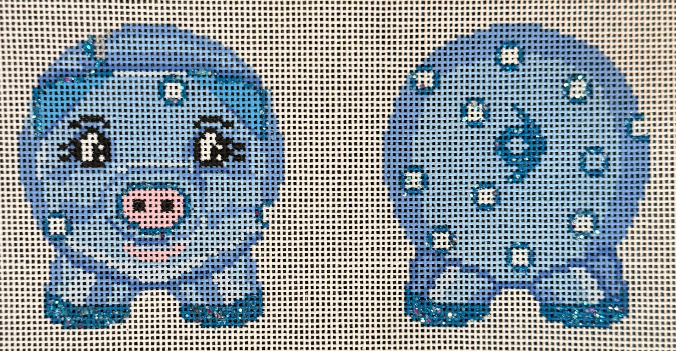 3D Piggy Bank - Blue With White Dots