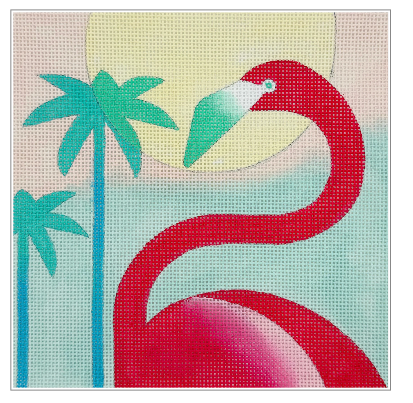 Flamingo with Two Palms