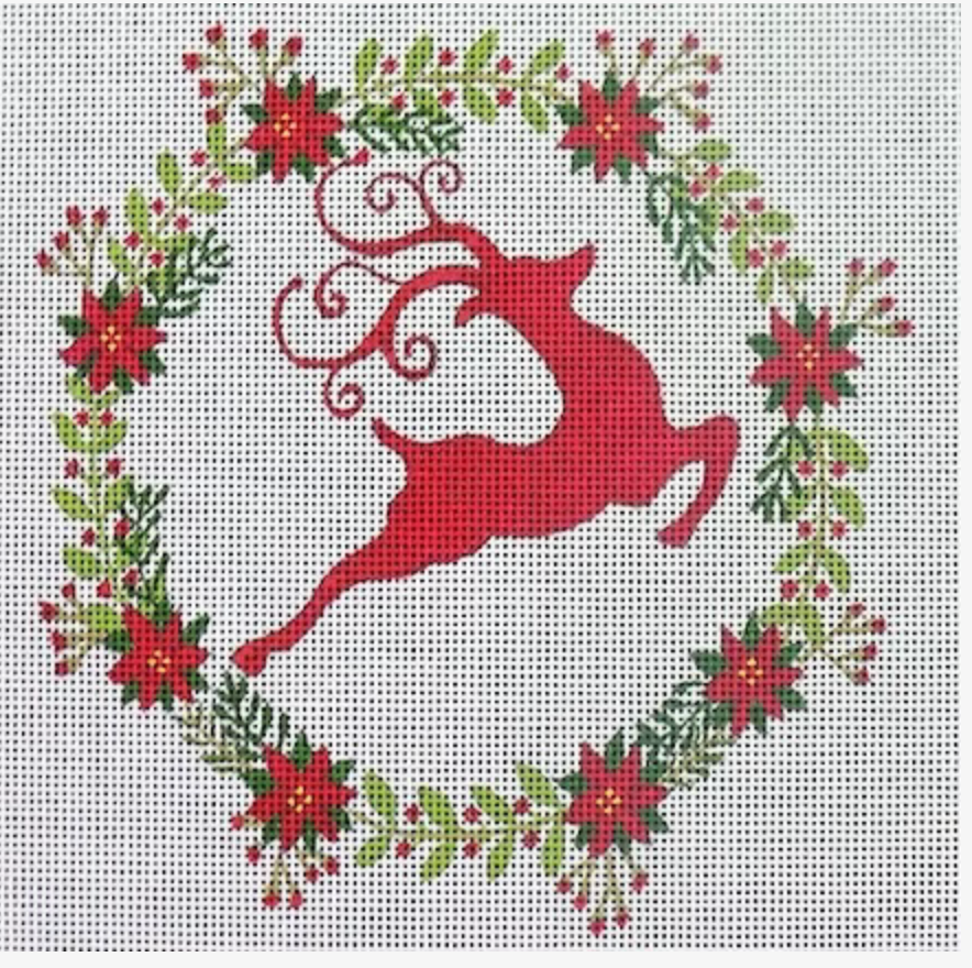 Leaping Deer in Wreath
