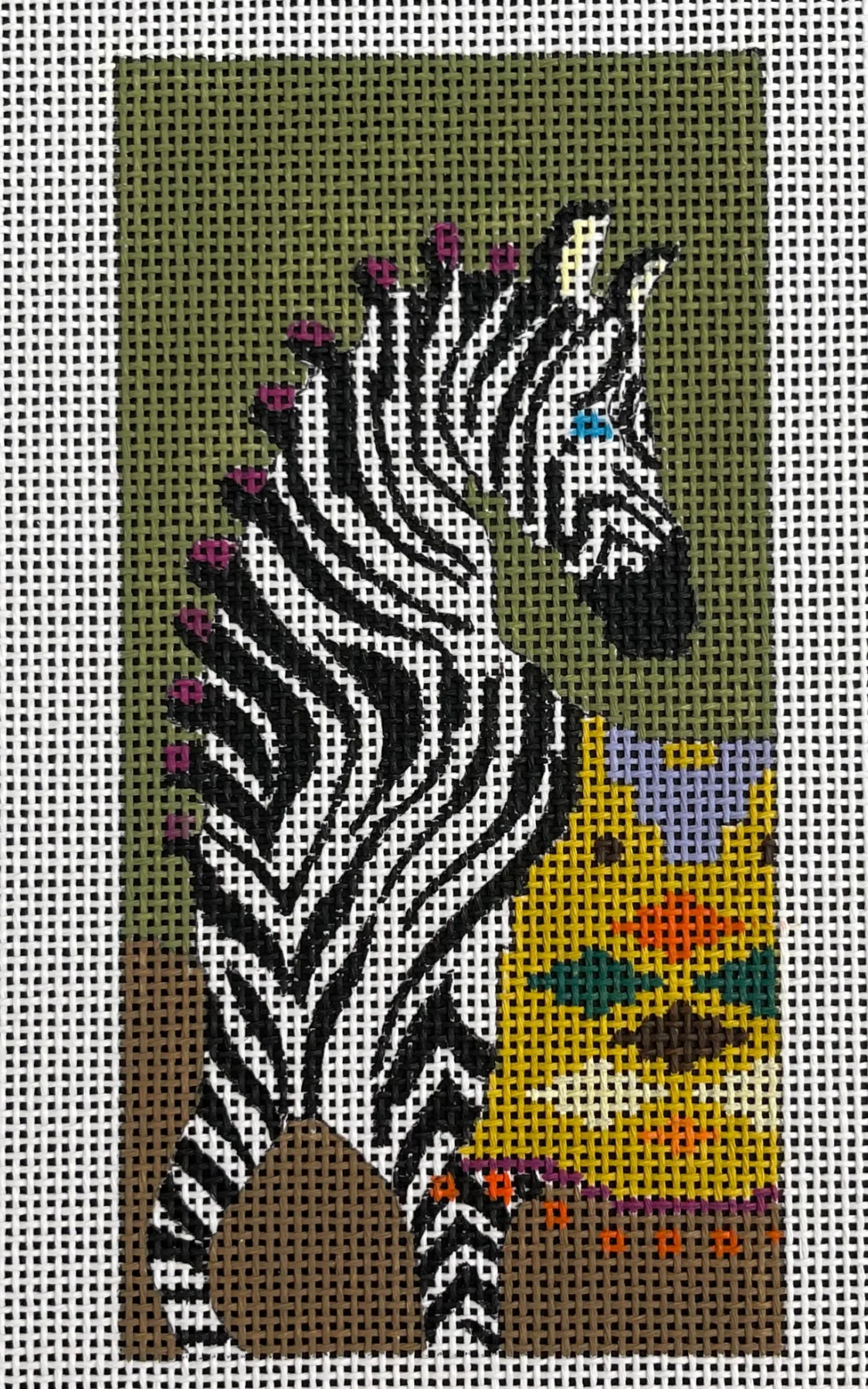 Zebra On Olive Green Eyeglass Case