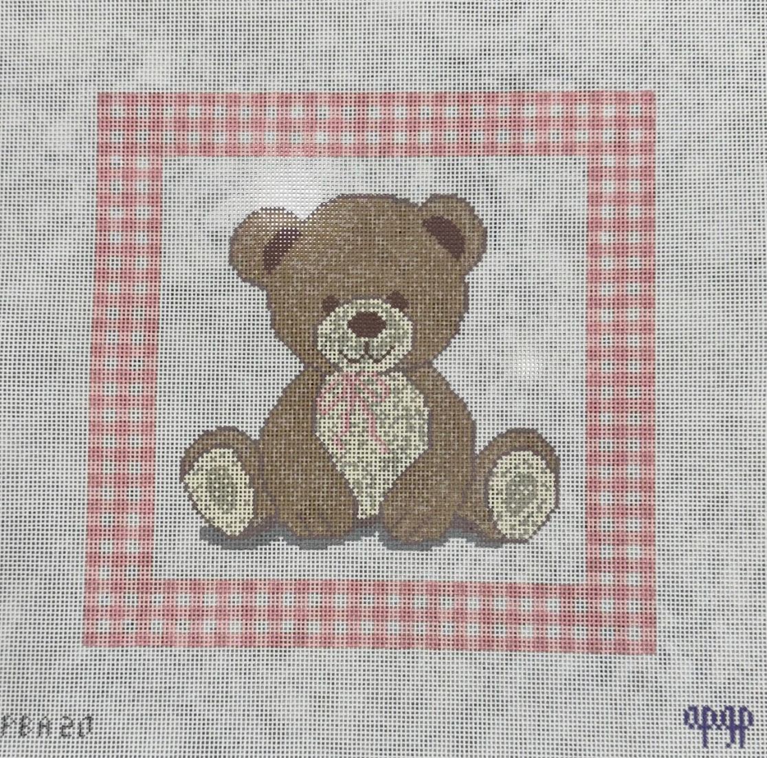 Bear Lovey with Pink Gingham Border