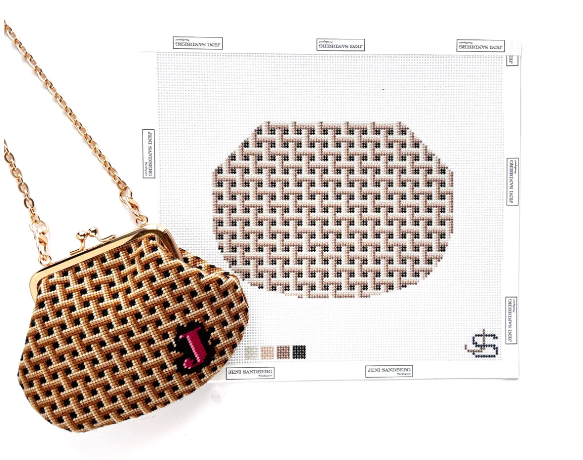 Basketweave Kiss Lock Bag