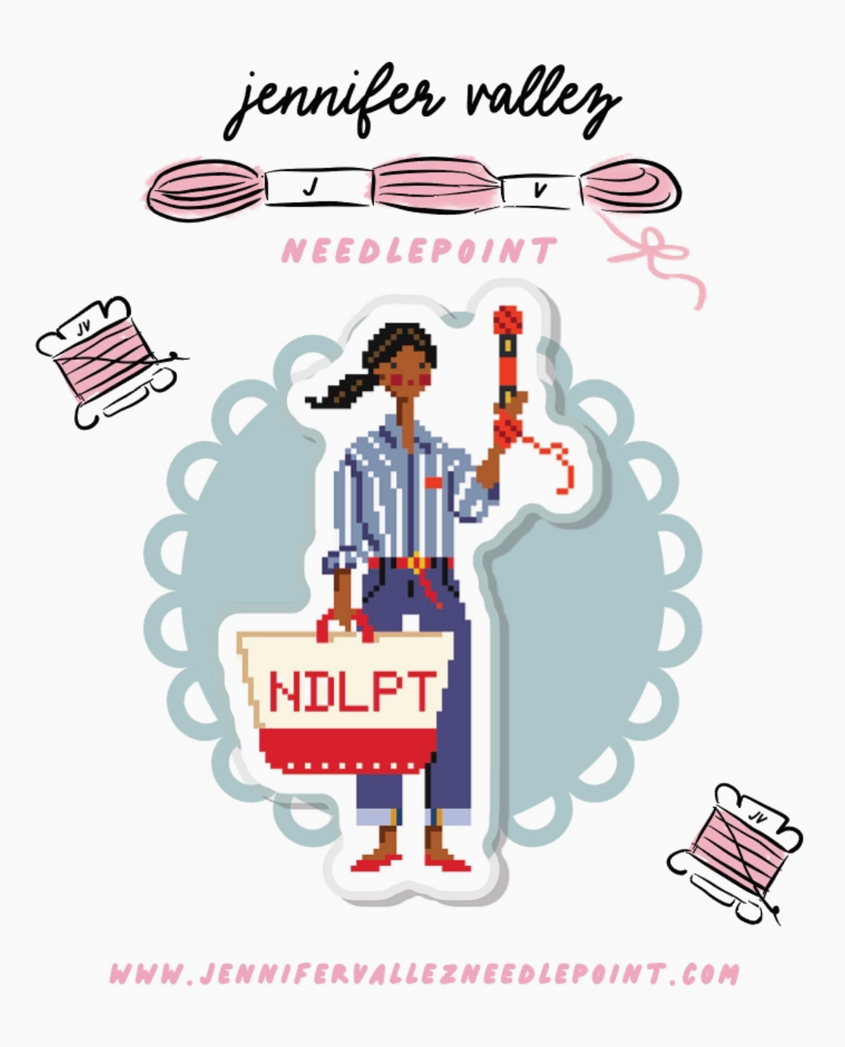 Needlepoint Girl Needleminder - Dark Skin