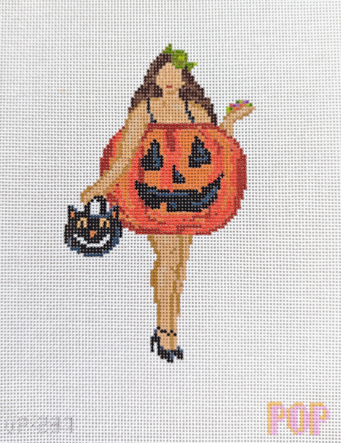 Halloween Pumpkin Pail Lady