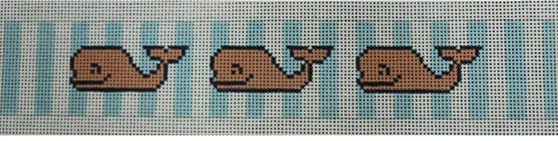 Happy Pink Whales on Blue Key Fob