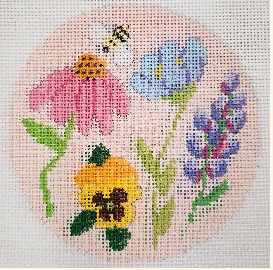 Flowers 2 on Pink Round