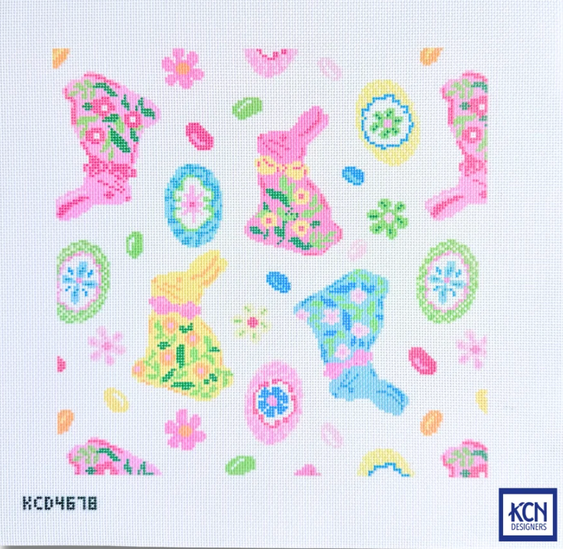 Chocolate Bunny Pattern Printed Canvas