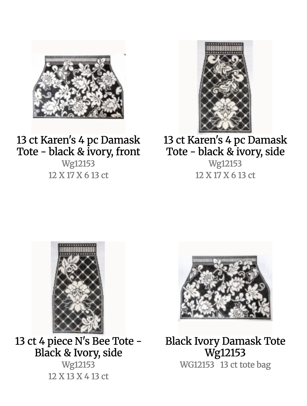 Karen's 4 pc Damask Purse - black & ivory