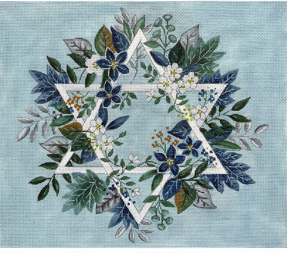 Blue Floral Star of David Tallis Bag