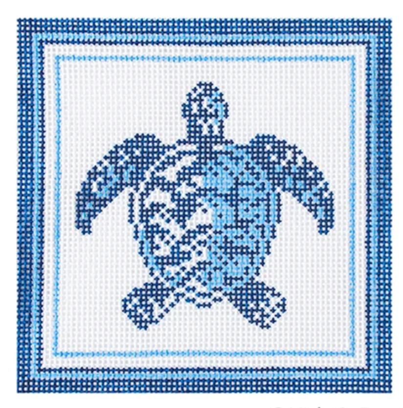Nautical Coaster - Sea Turtle in Blue