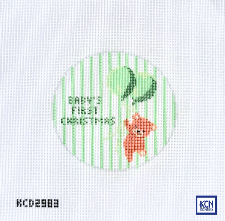 Baby's First Christmas Round Green - Printed