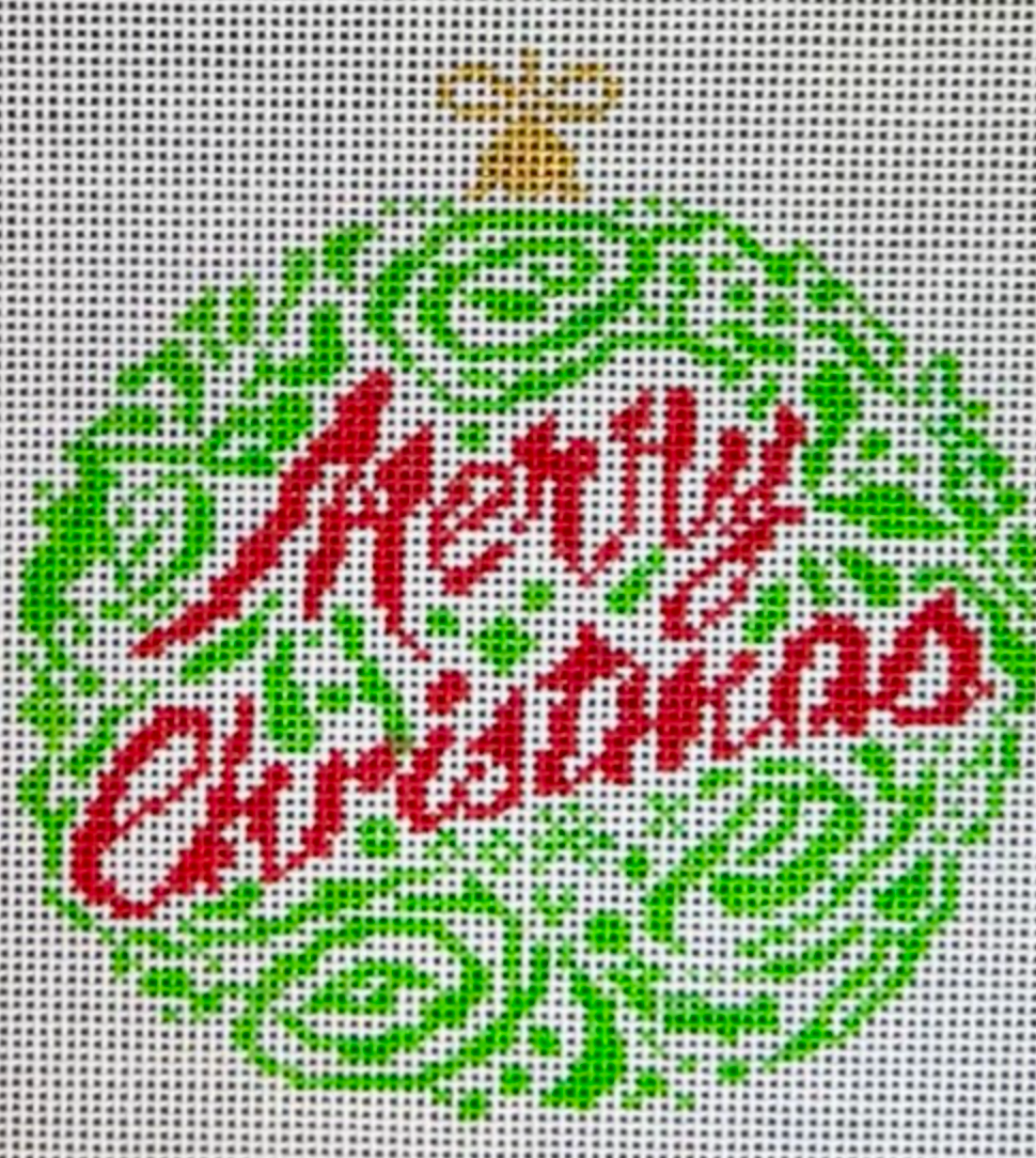 BP Designs: (Small Merry Christmas Ornament - Green)