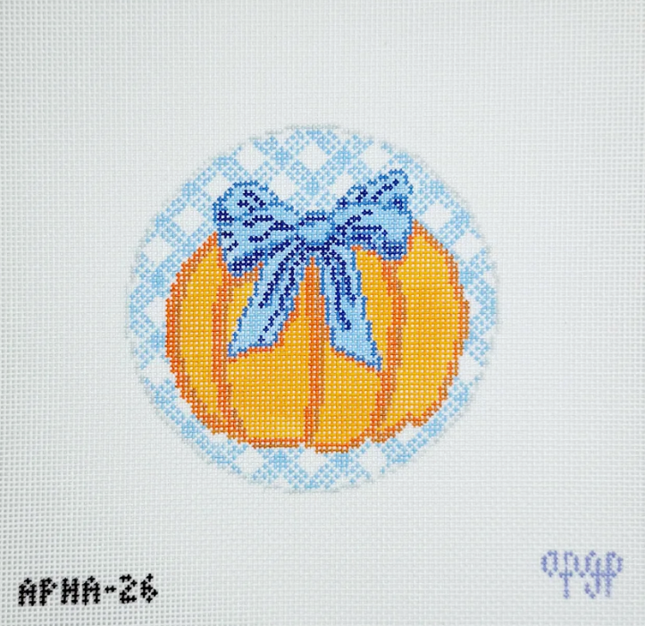 Gingham Pumpkin Round - Blue