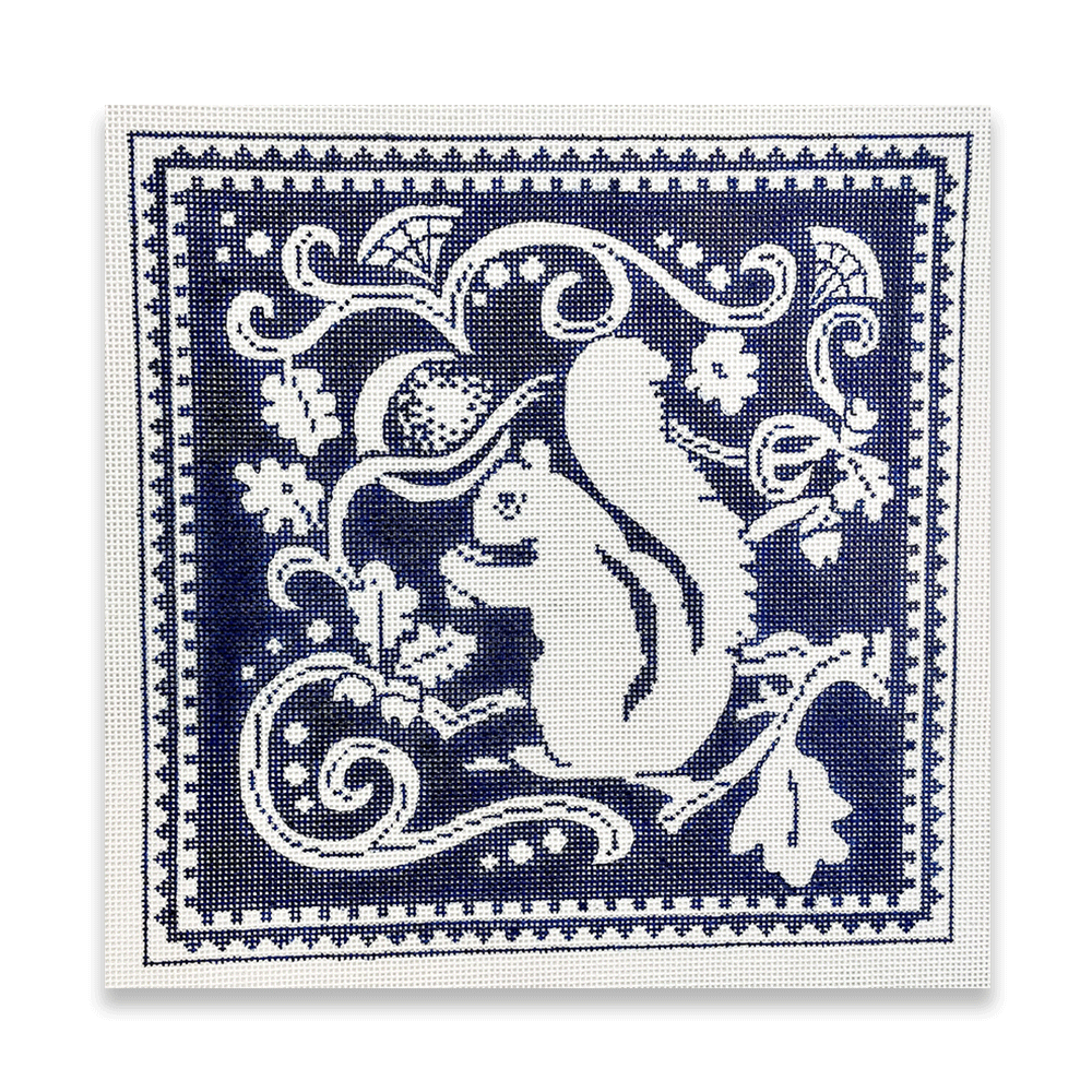 Squirrel Toile Blue