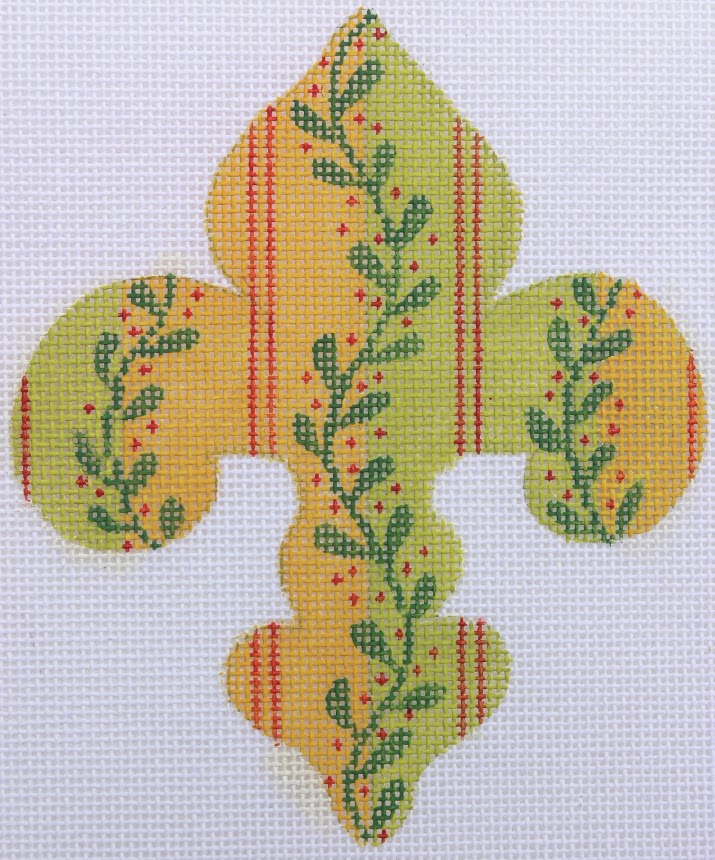 Mini Fleur-de-Lys – Provençal Vine Stripe – yellow, red & lime (January)