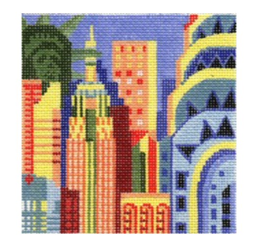 a bradley New York City Skyline Square needlepoint canvas