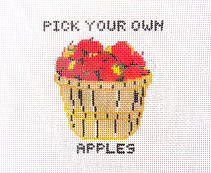 alice and blue Pick Your Own Apples needlepoint canvas