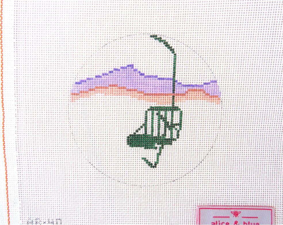 alice and blue Single Chair ski lift needlepoint canvas