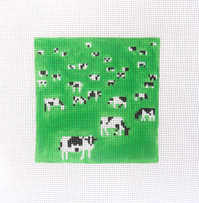 alice and blue grazing cows needlepoint canvas