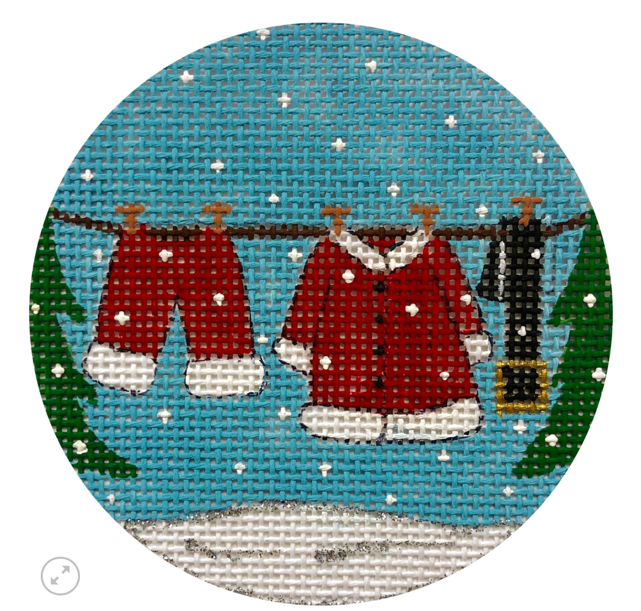 alice peterson Santa Claus Clothesline round ornament needlepoint canvas