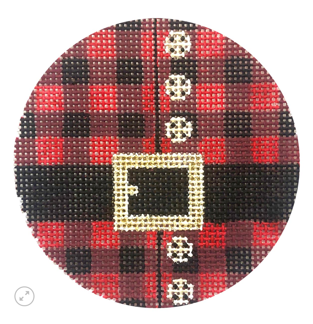 alice peterson Santas Plaid Shirt Round needlepoint canvas