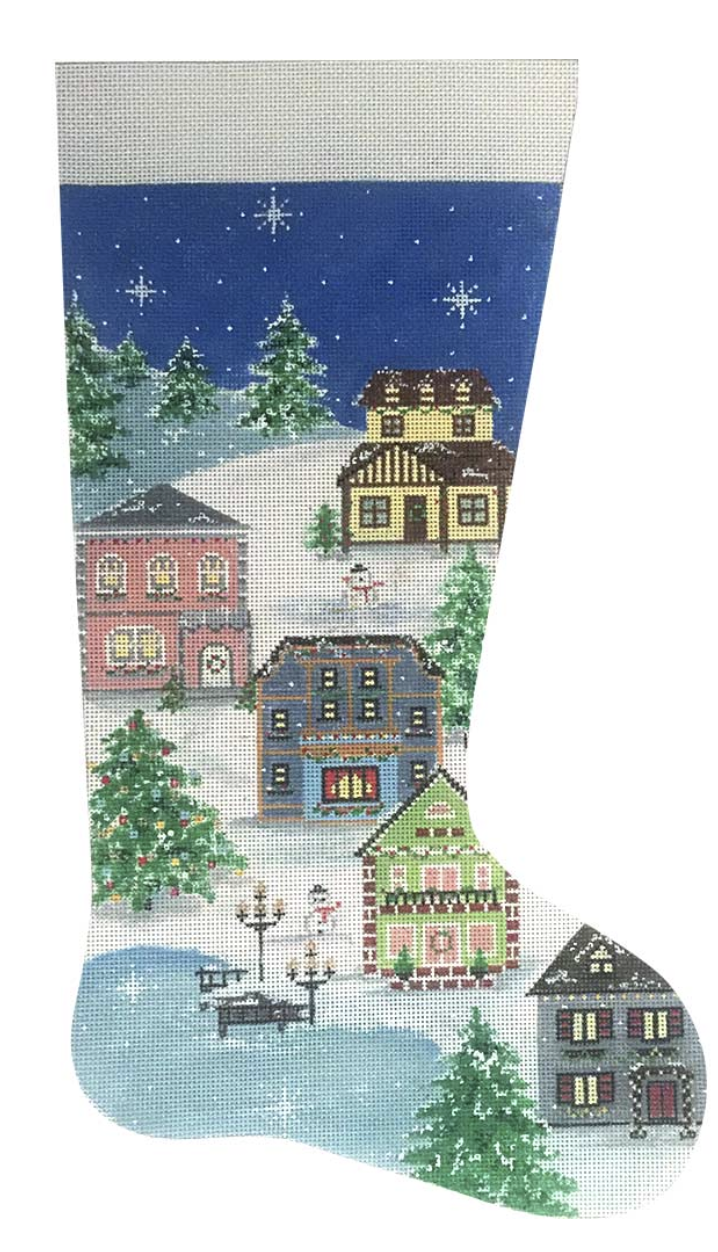 alice peterson Winter Village Stocking needlepoint canvas