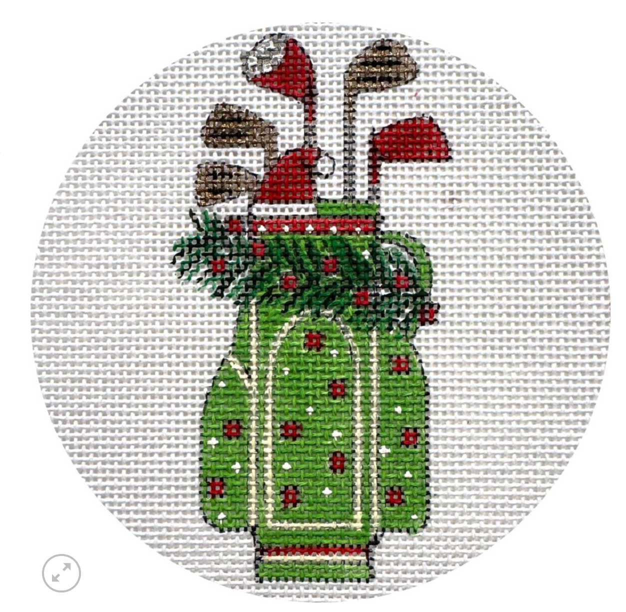 alice peterson Xmas Golf Clubs Round needlepoint canvas