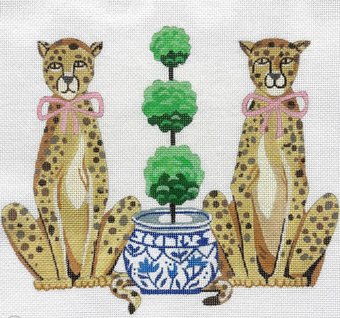 alice peterson leopard twins needlepoint canvas