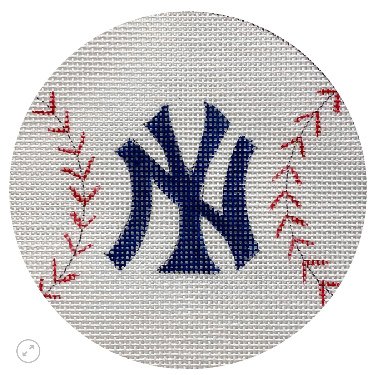 alice peterson new york yankees baseball round ornament needlepoint canvas